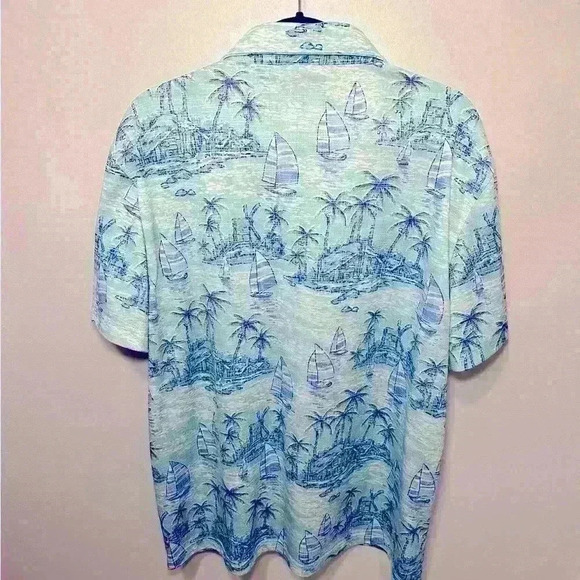 Izod Saltwater Relaxed Classics Fishing Hawaiian Polo Mens Short Sleeve Size XL - Picture 4 of 10
